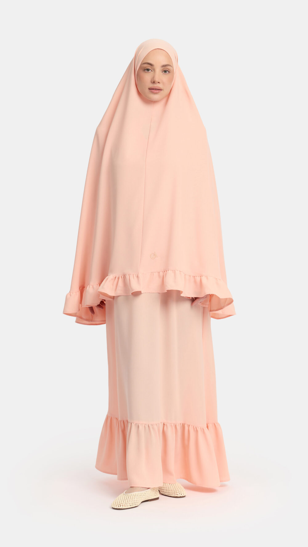Ruffle khimar Tropical Peach (lightweight stretch)