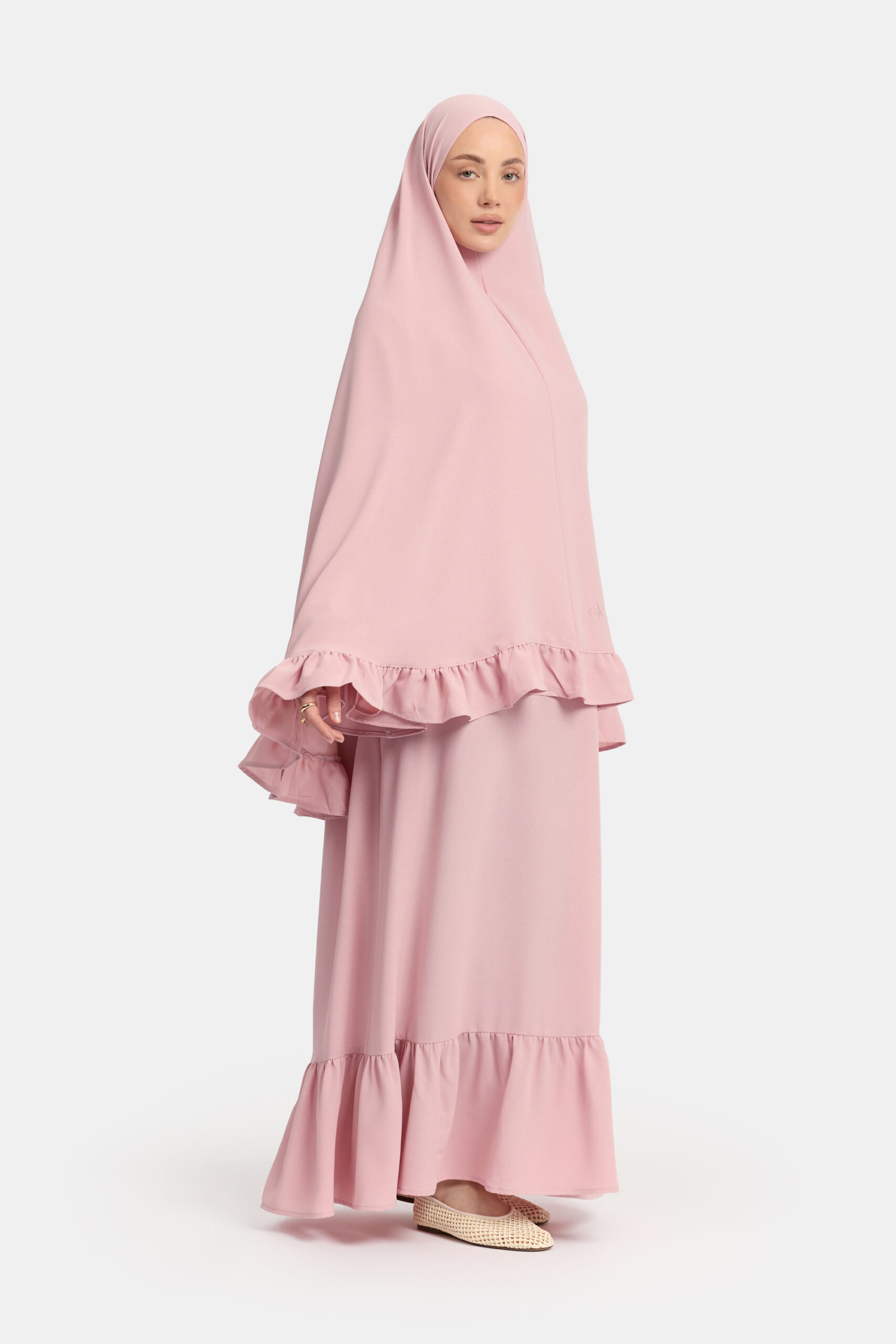 Ruffle khimar Rose (lightweight stretch)