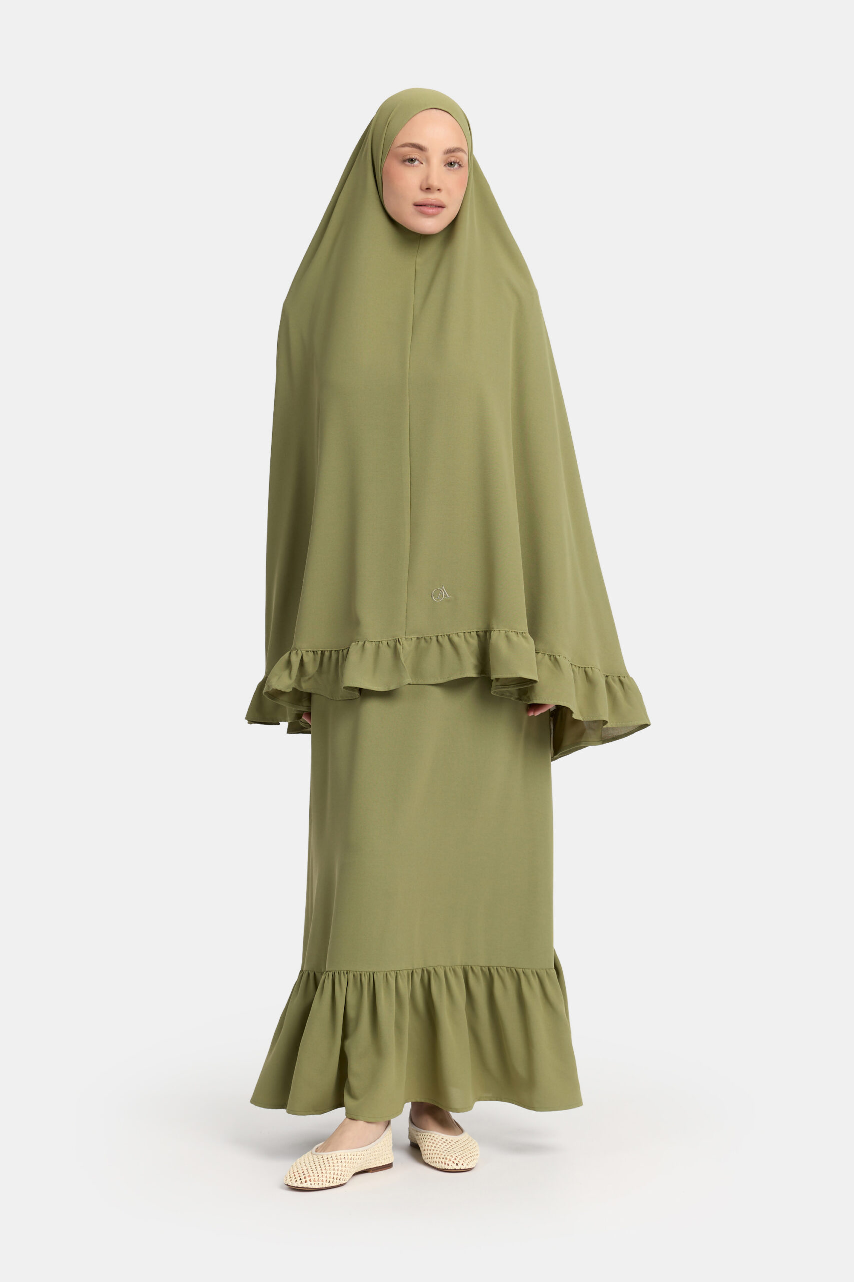 Ruffle khimar Leaf (lightweight stretch)