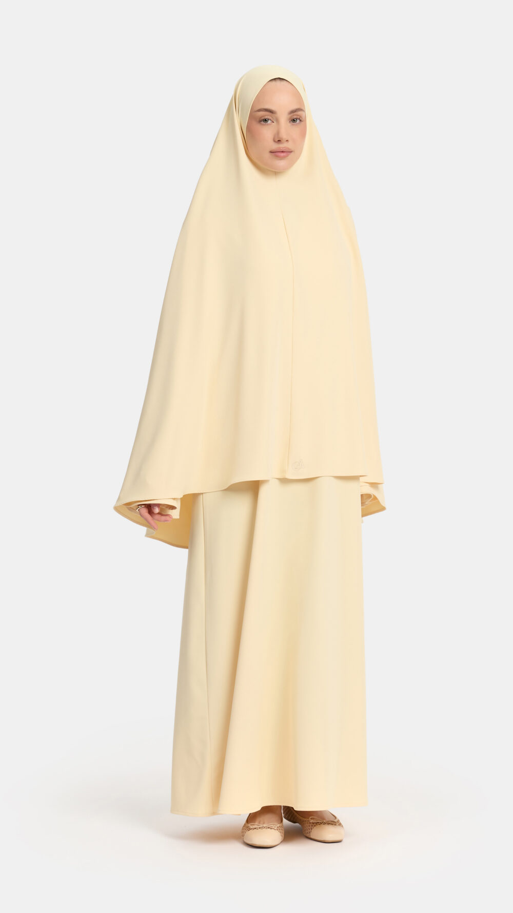 Khimar Pastel Yellow (Embroidery)