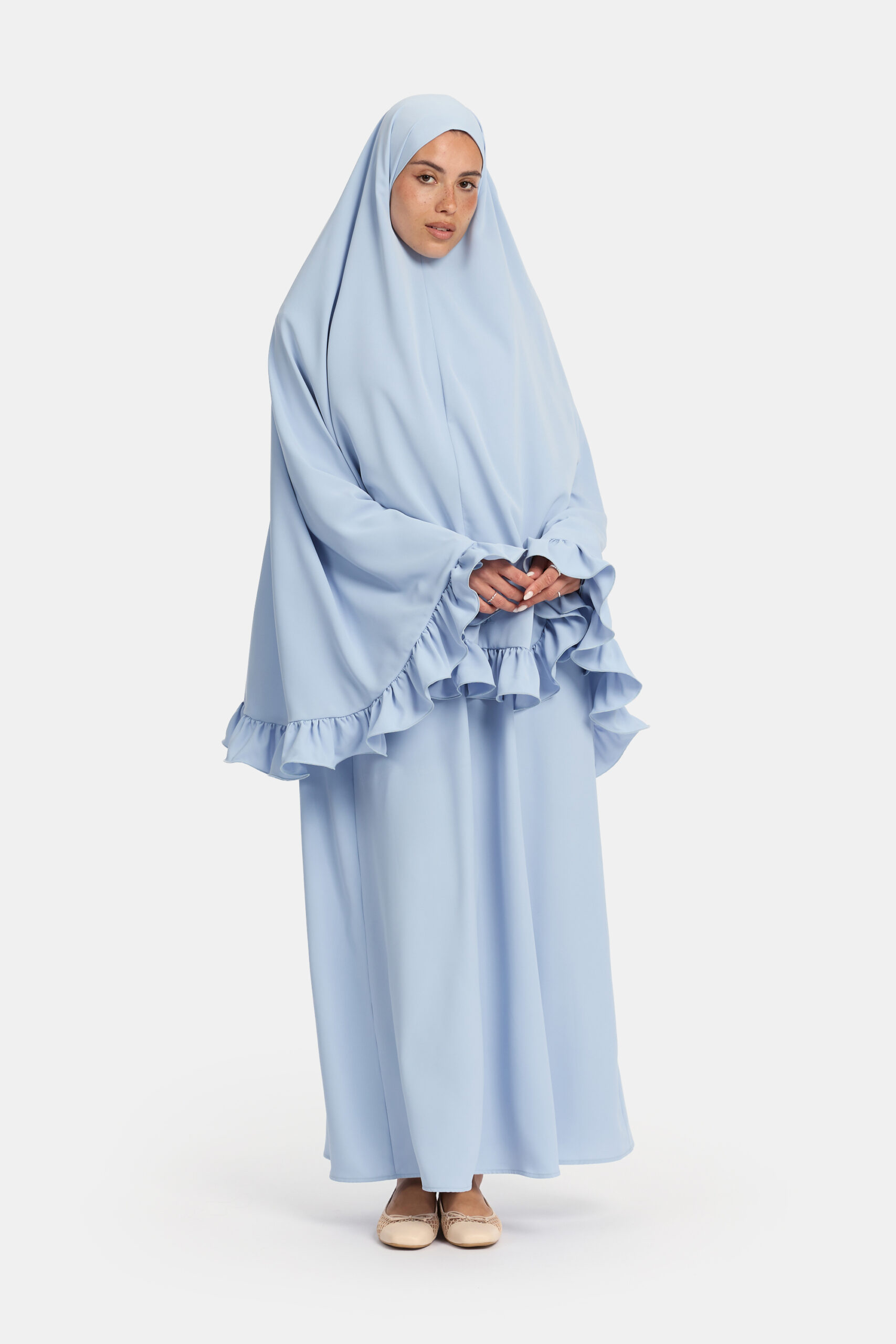 Nidha flounce khimar Sky Blue - Afbeelding 2