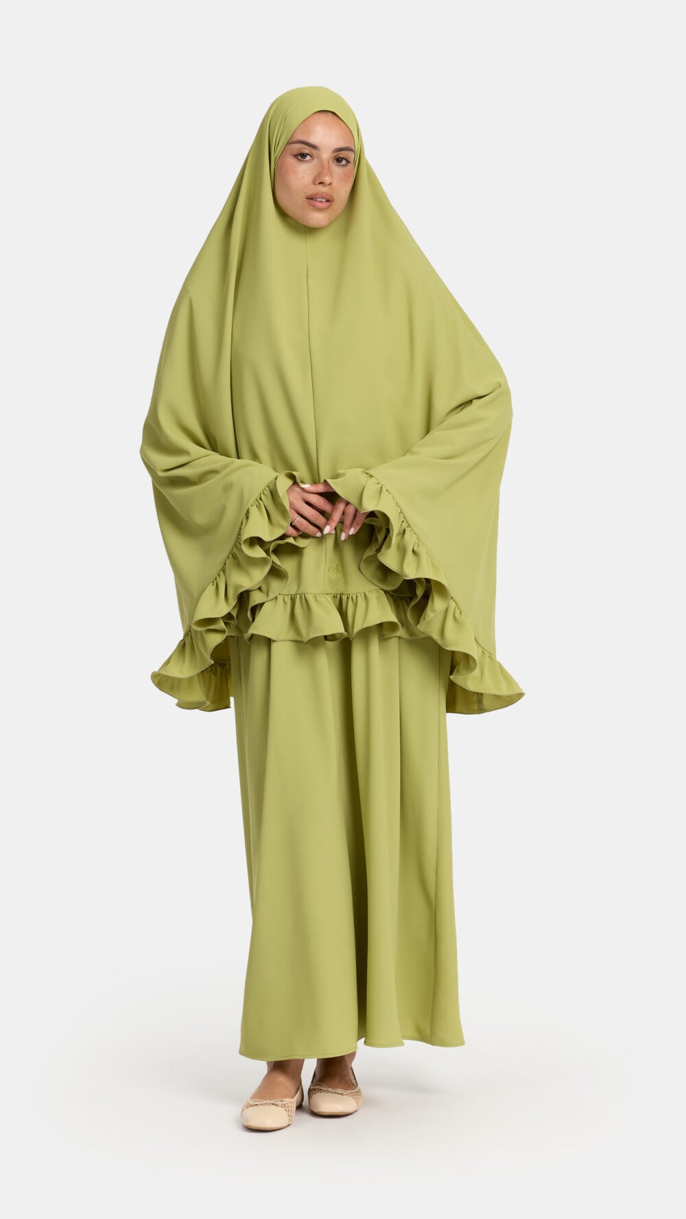 Nidha flounce khimar Pistache