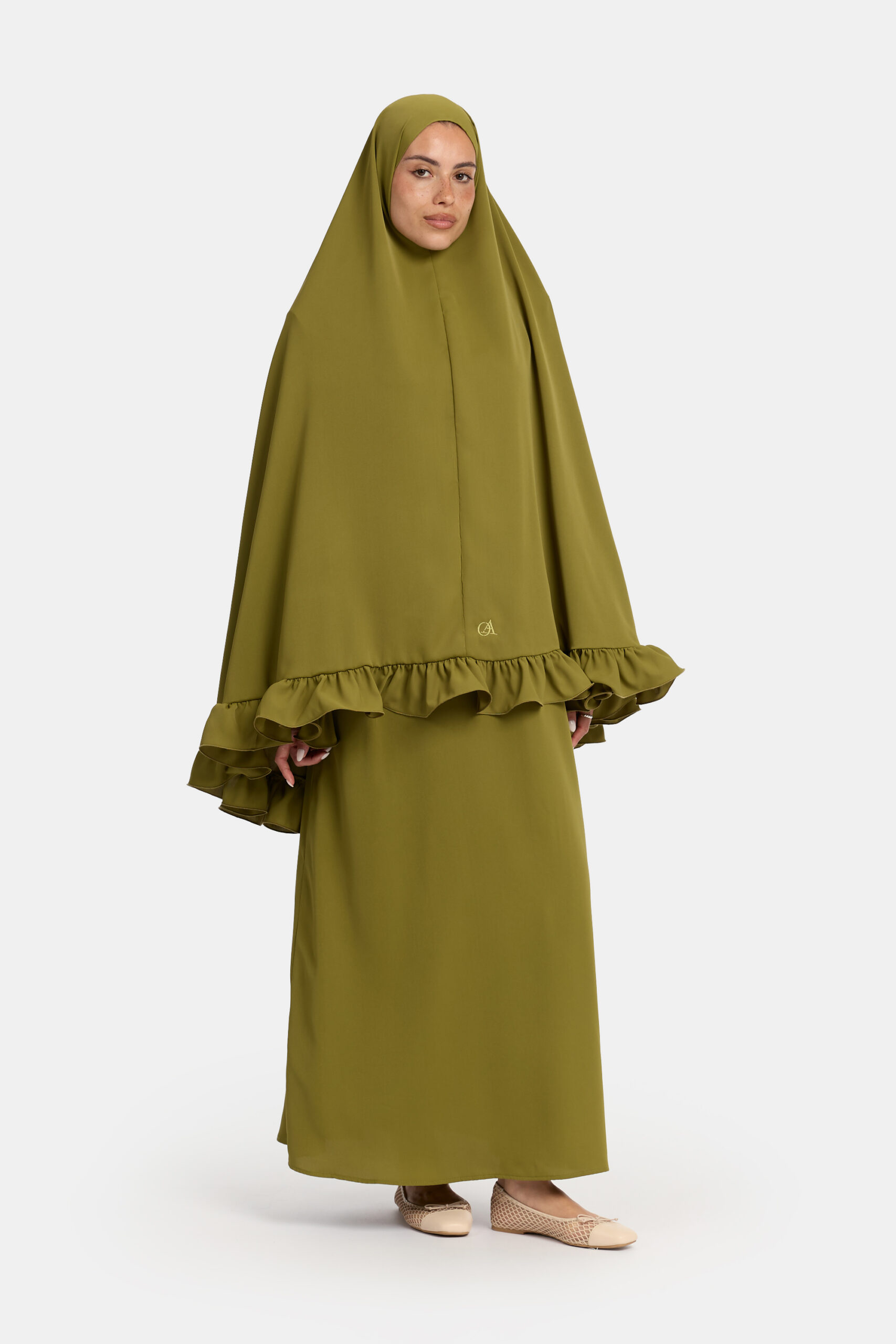 Nidha flounce khimar Olive Leaf