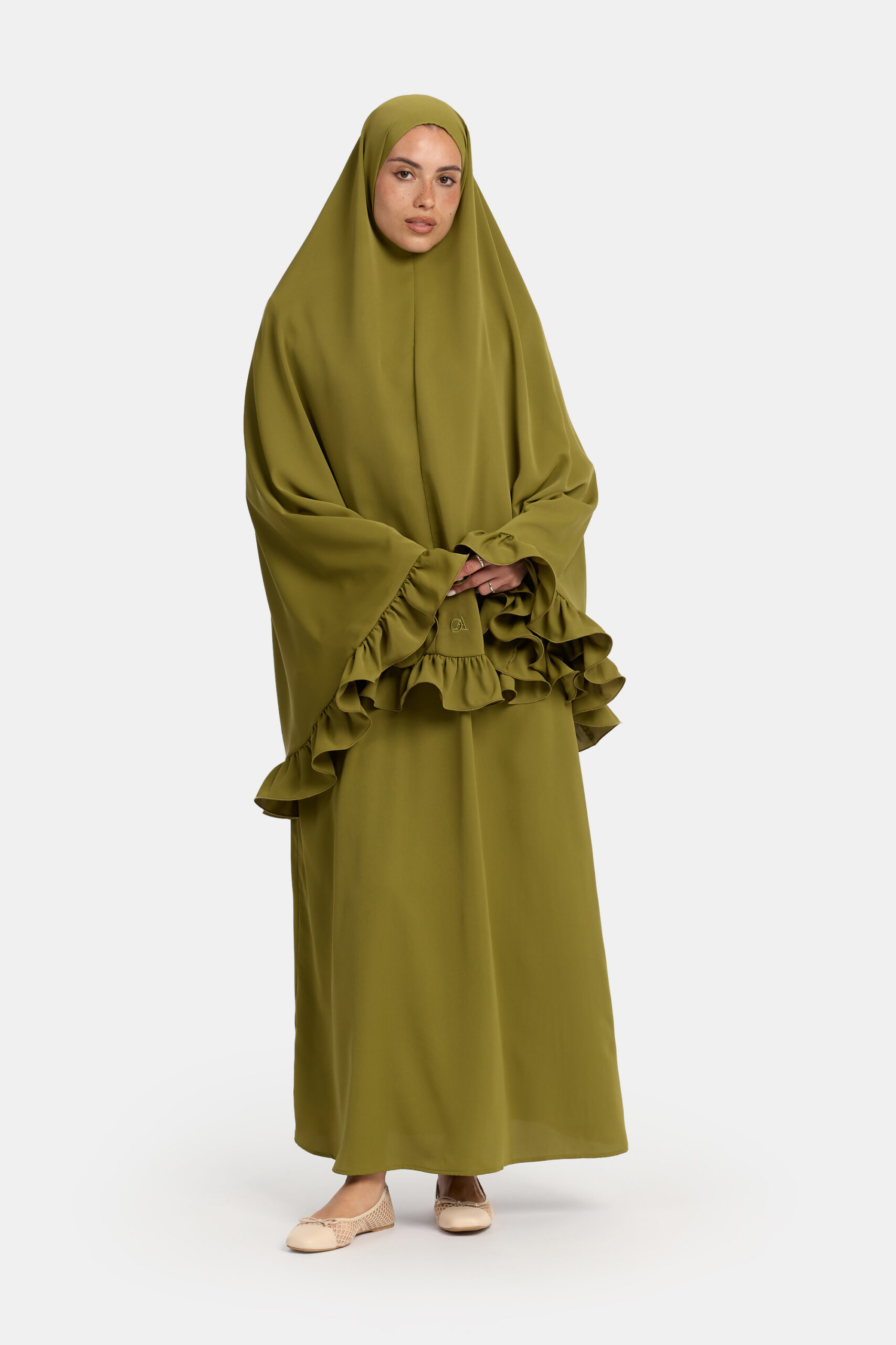 Nidha flounce khimar Olive Leaf - Afbeelding 2