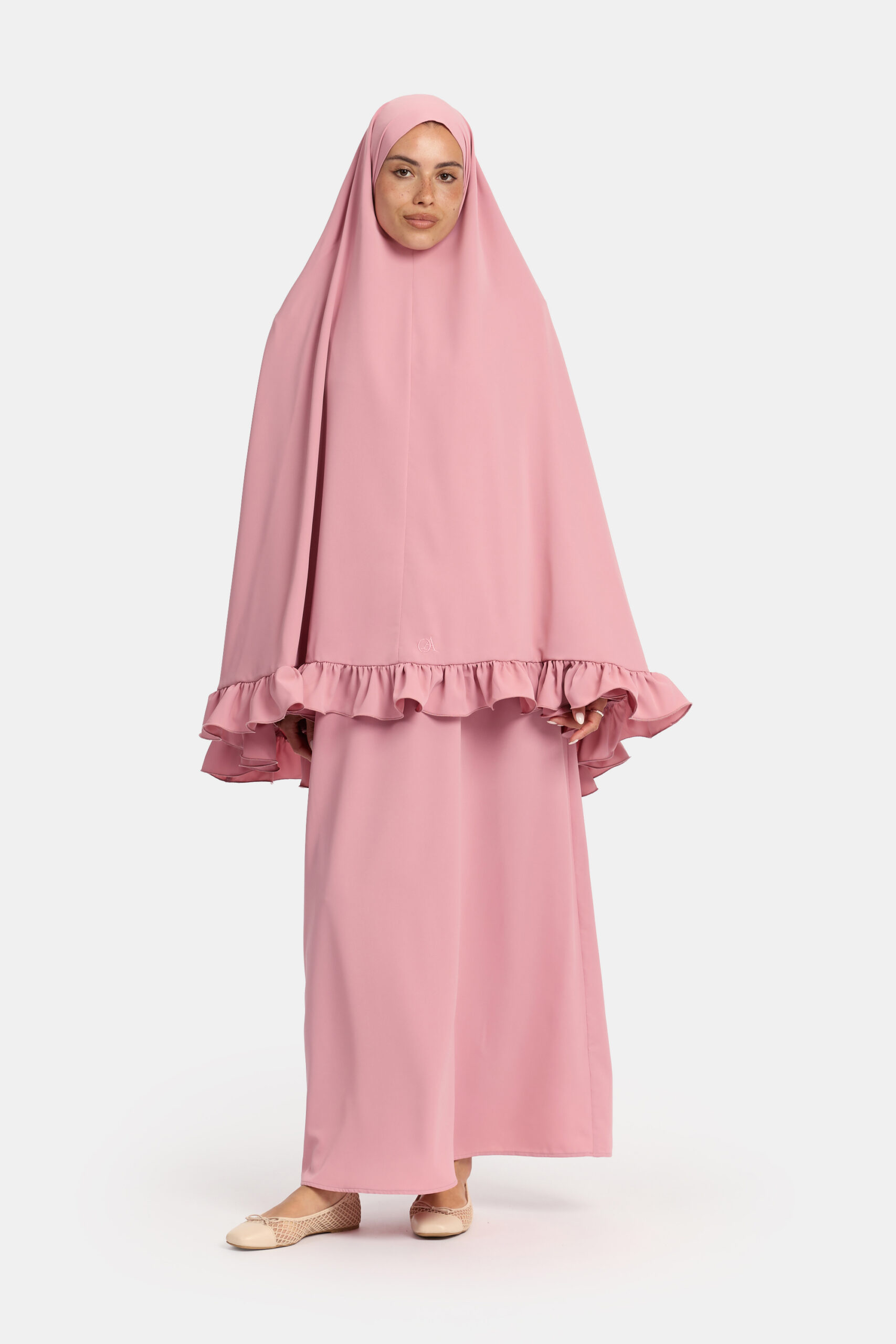 Nidha flounce khimar Dark Rose