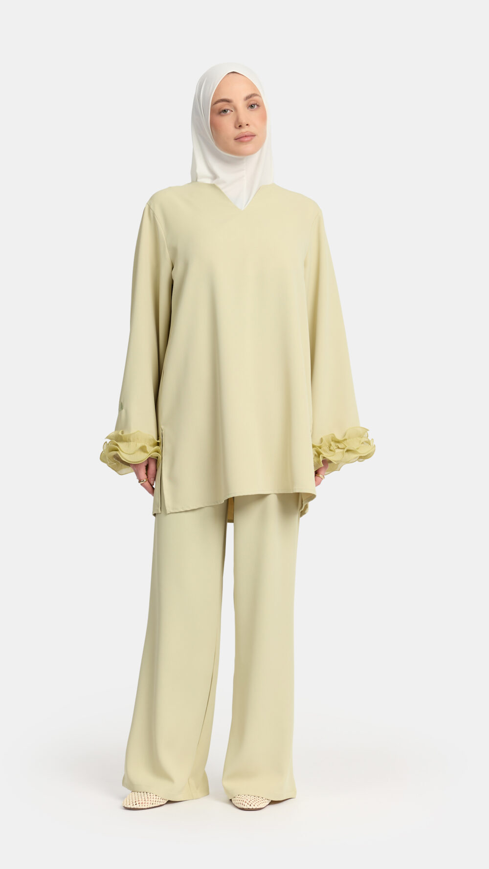 Wrinkle chiffon twinset Pastel Mint