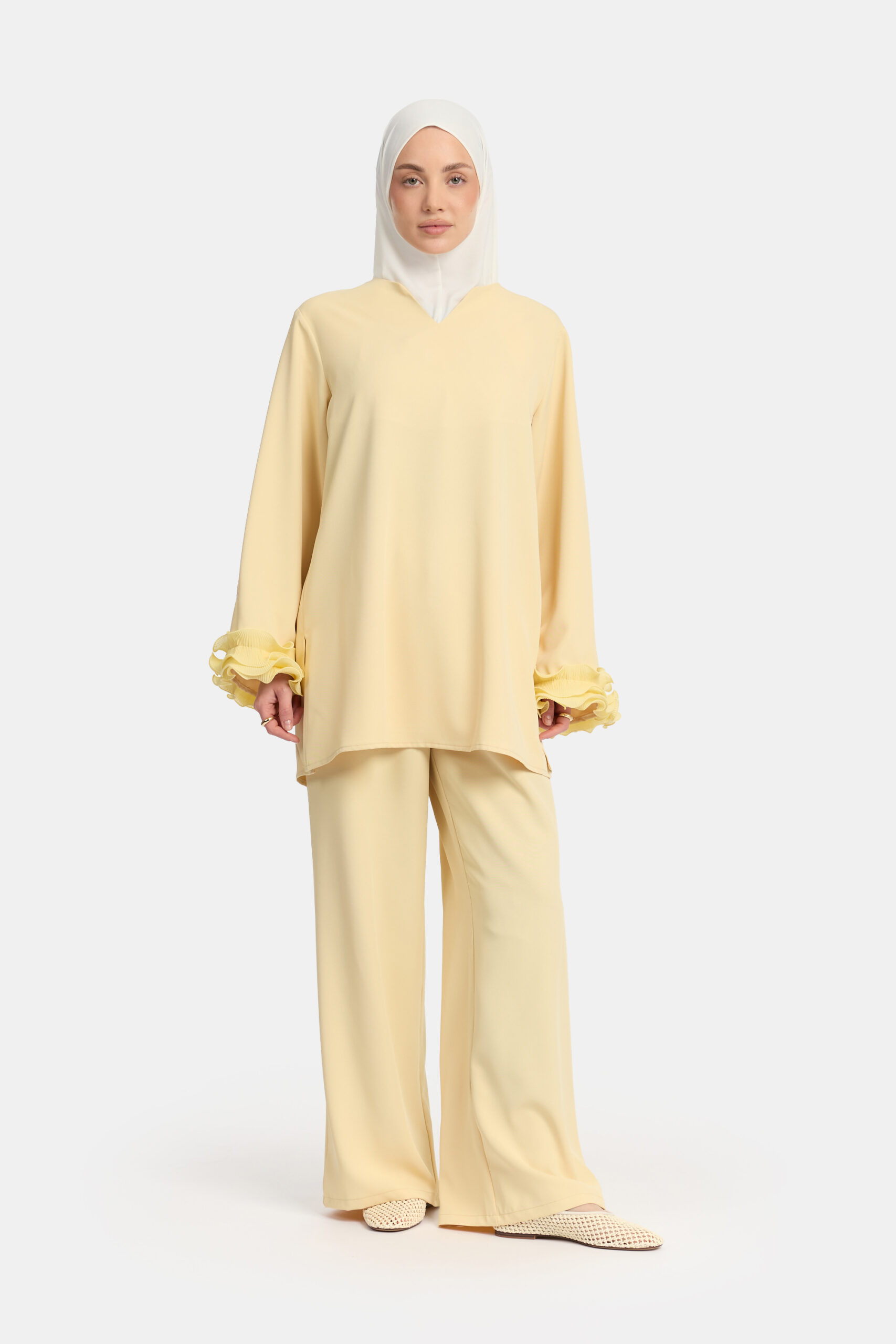 Wrinkle chiffon twinset Sunshine Yellow - Afbeelding 2