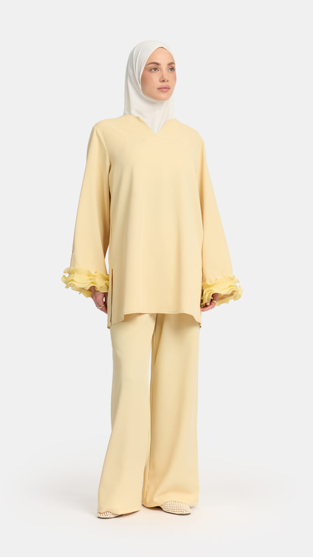 Wrinkle chiffon twinset Sunshine Yellow