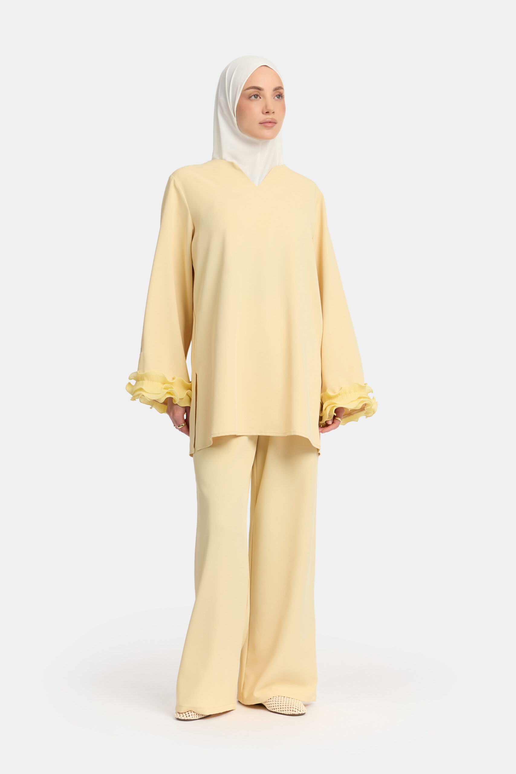 Wrinkle chiffon twinset Sunshine Yellow