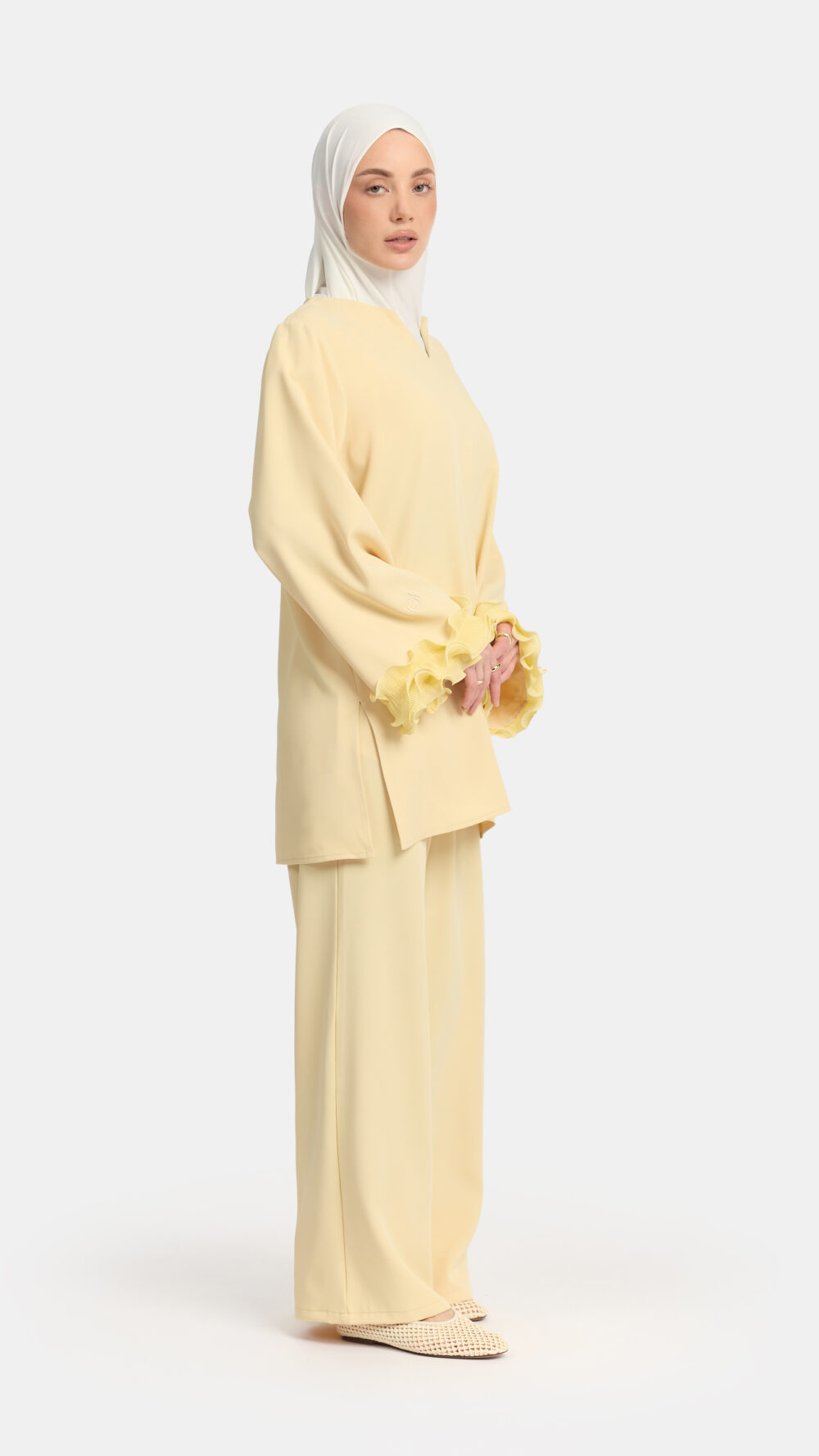 Wrinkle chiffon twinset Sunshine Yellow - Afbeelding 3