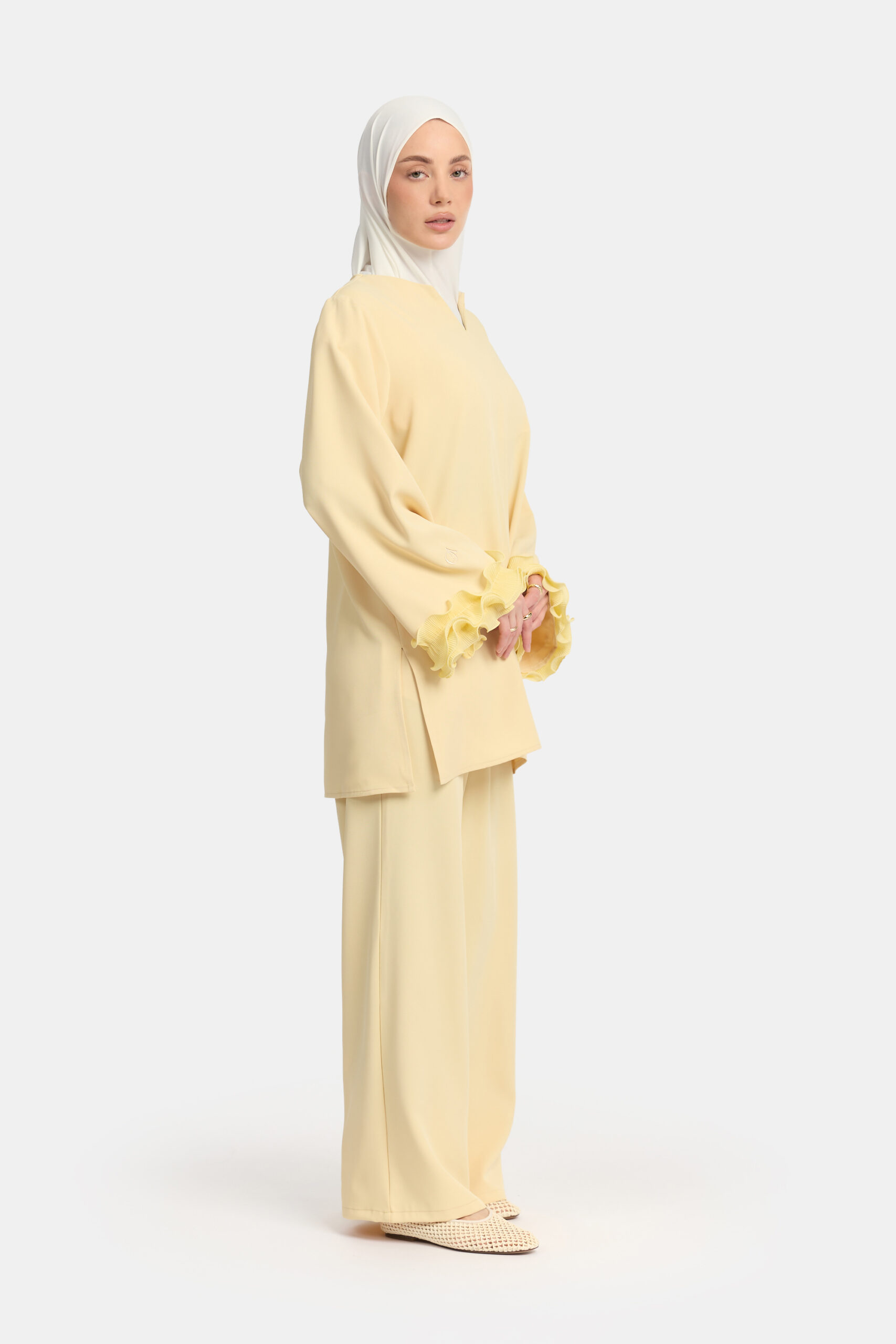Wrinkle chiffon twinset Sunshine Yellow - Afbeelding 3