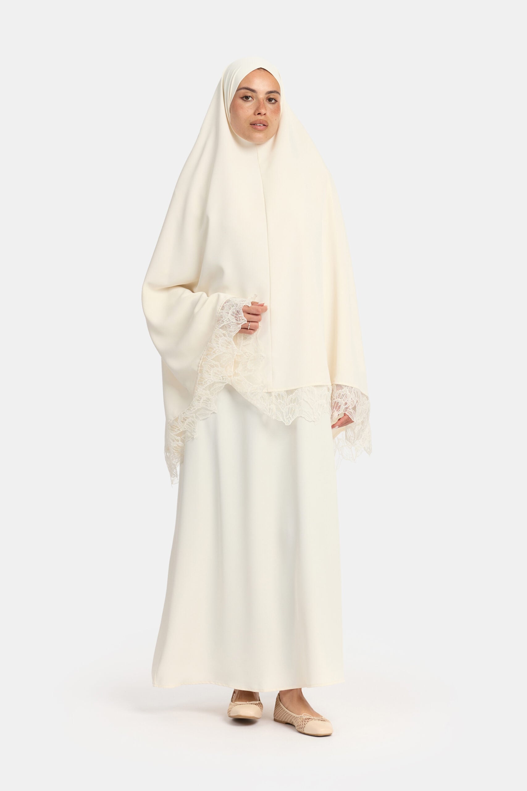 Khimar Cream (Leaf Lace)