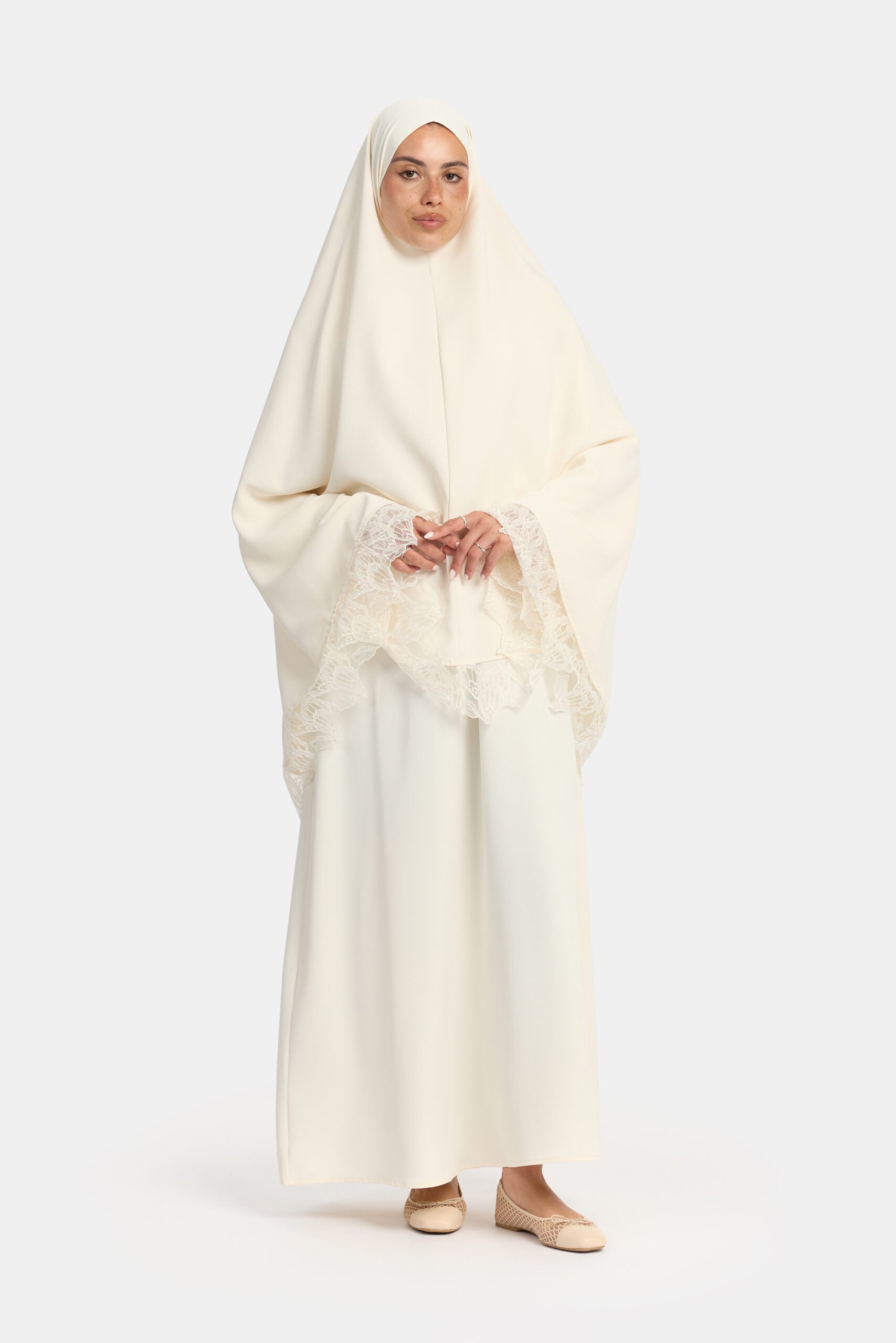 Khimar Cream (Leaf Lace) - Afbeelding 2