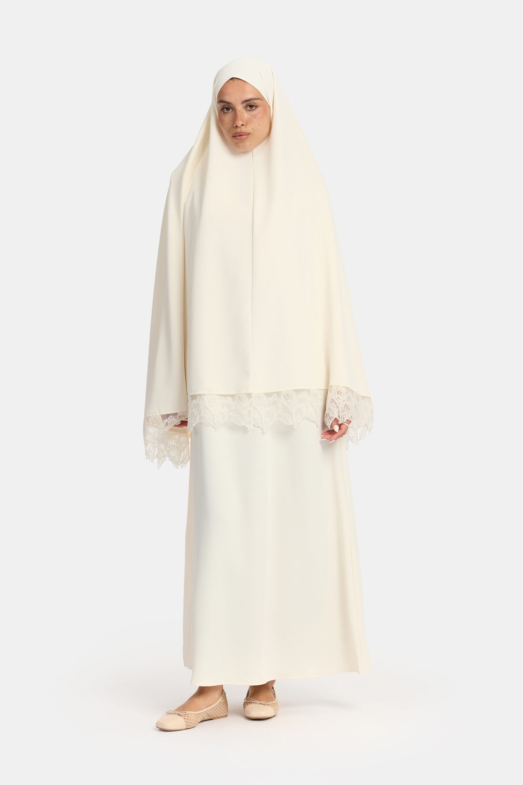 Khimar Cream (Leaf Lace) - Afbeelding 3