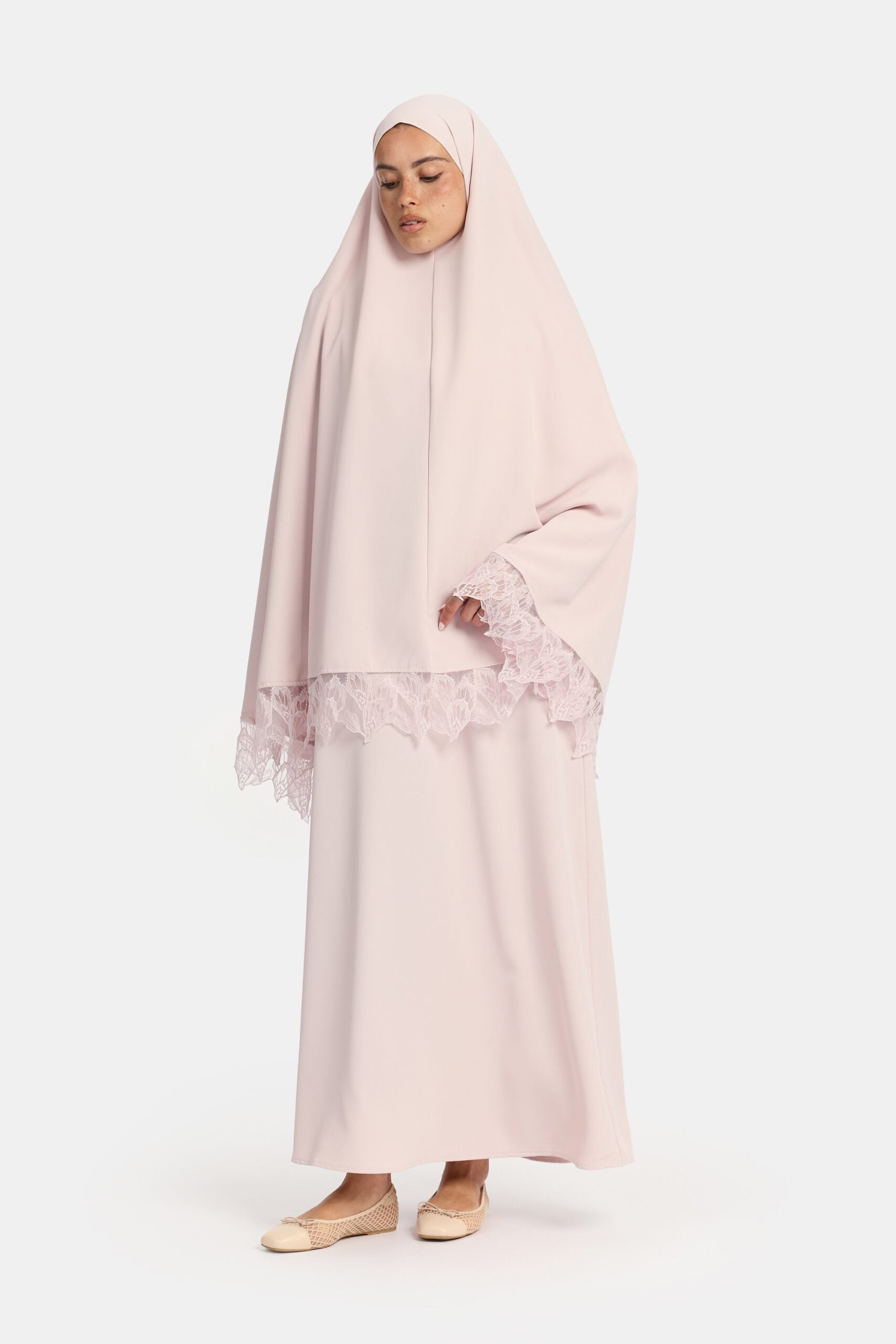 Khimar Lilac Blush (Leaf Lace)