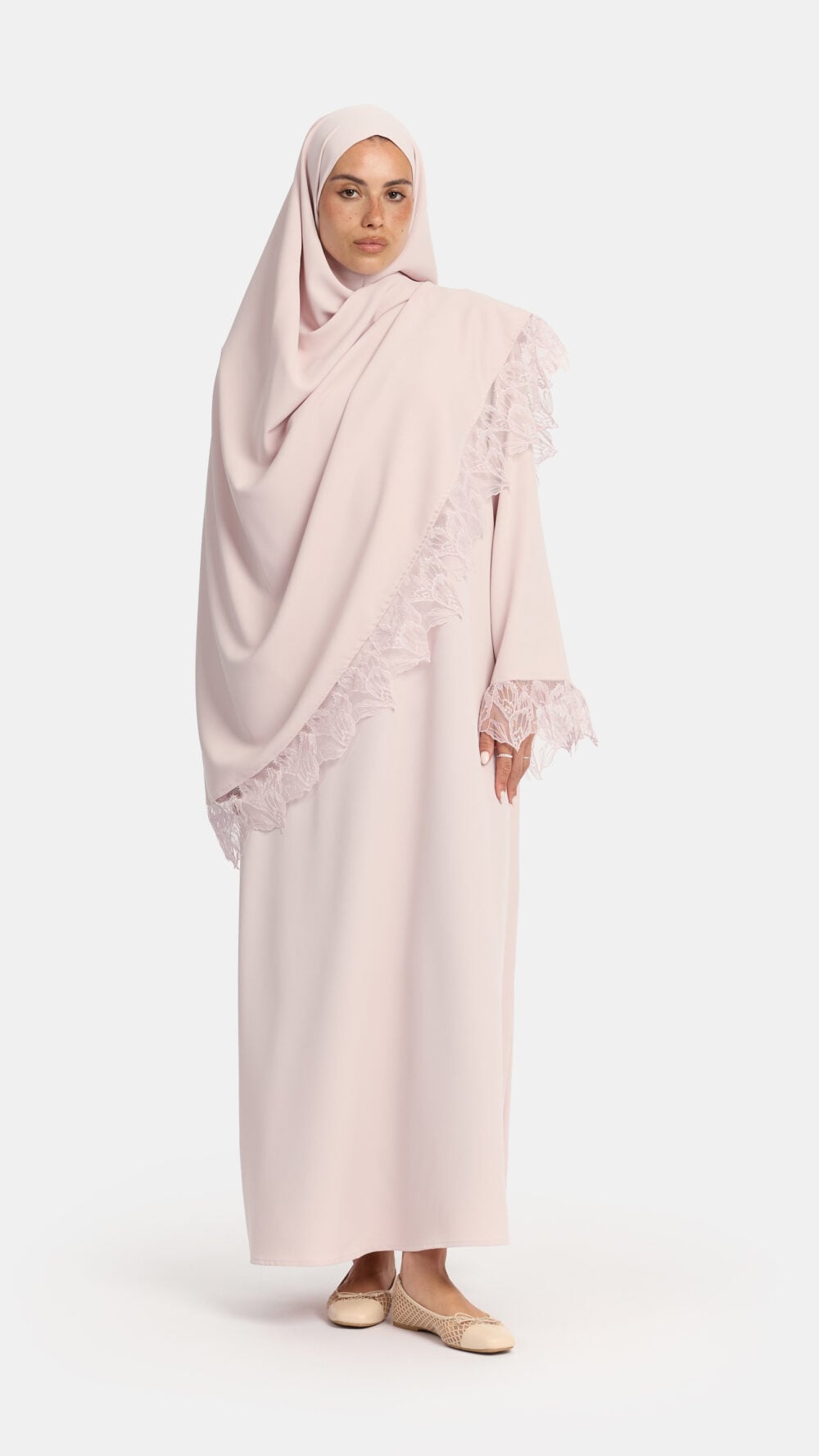 Leaf lace abaya Lilac Blush - Afbeelding 2