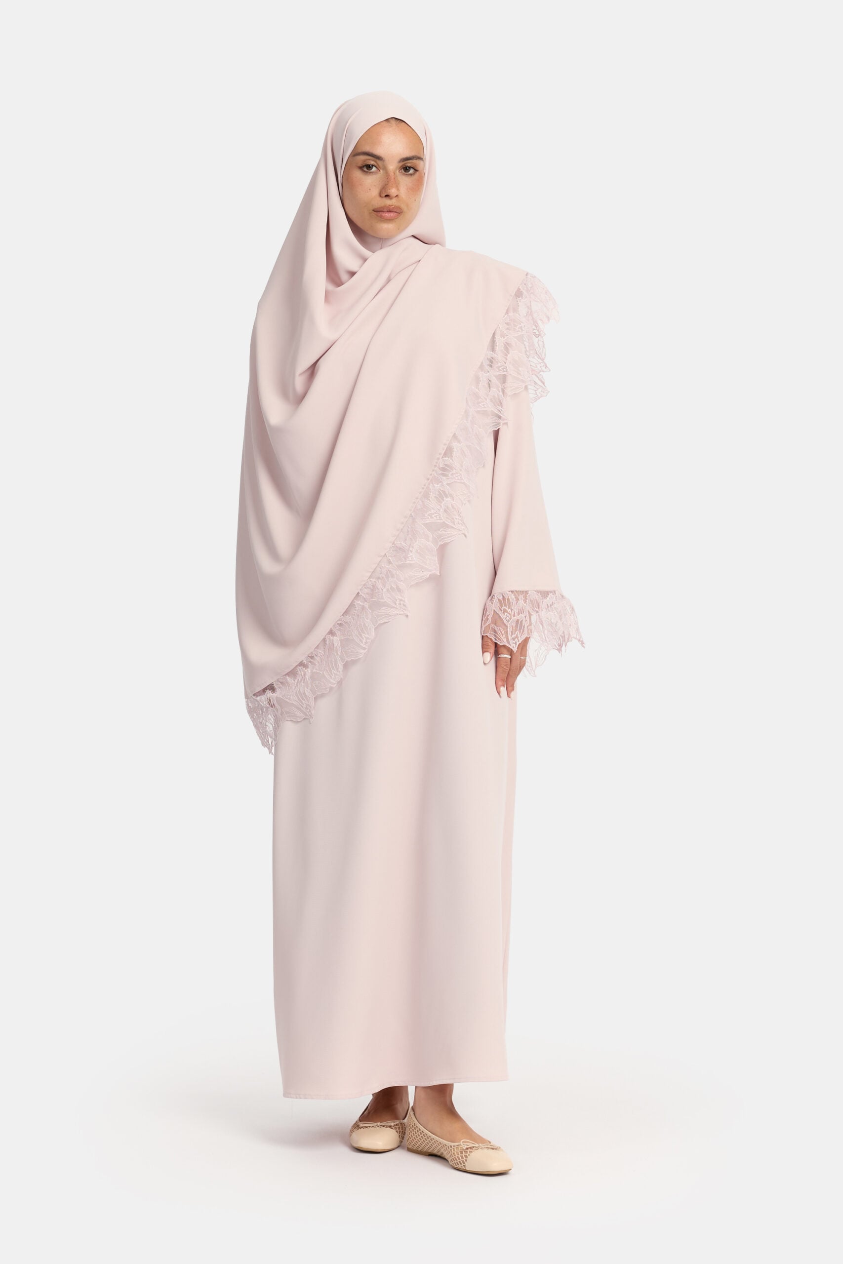 Leaf lace abaya Lilac Blush - Afbeelding 2