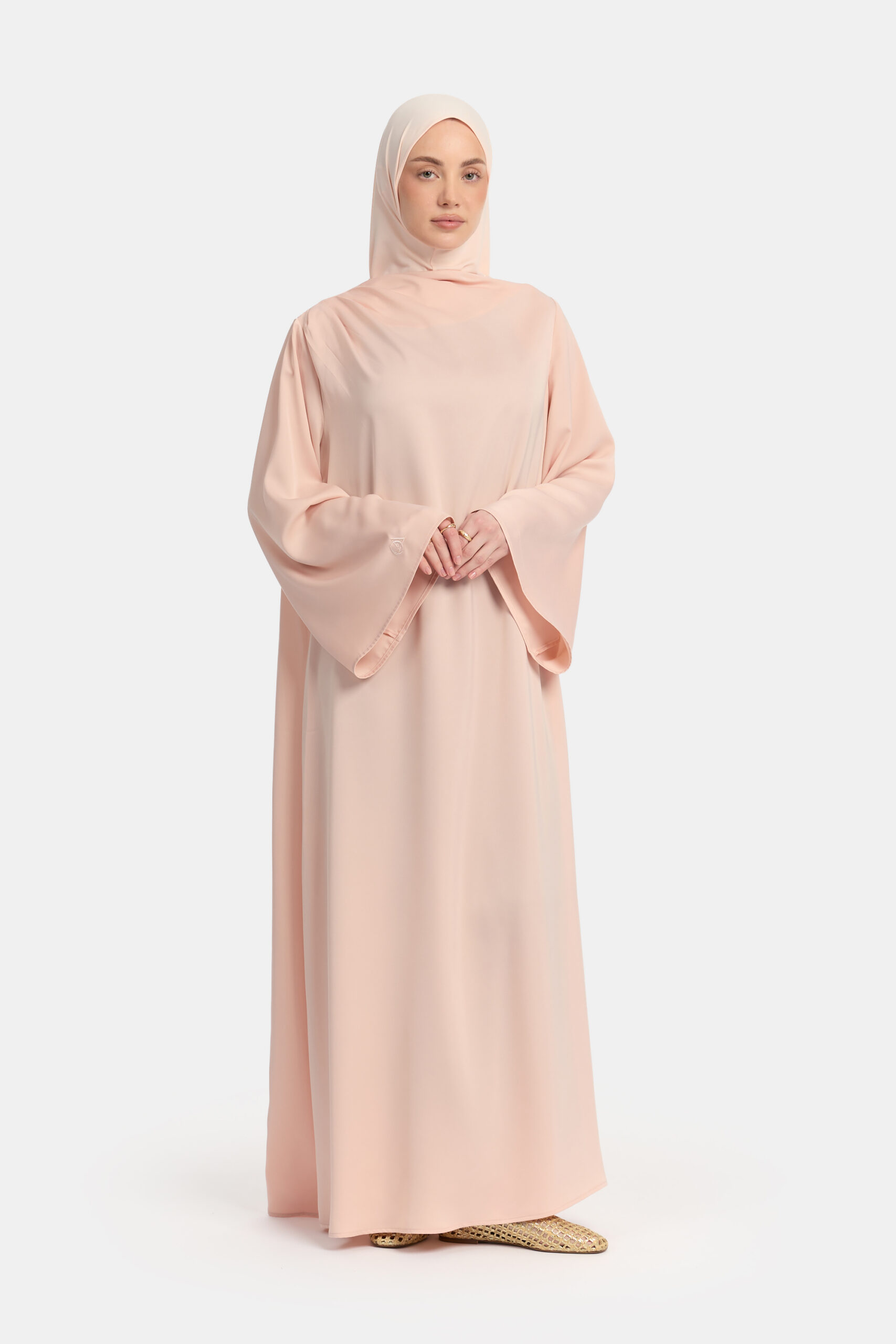 Asymmetric satin abaya Cream Pink - Afbeelding 4