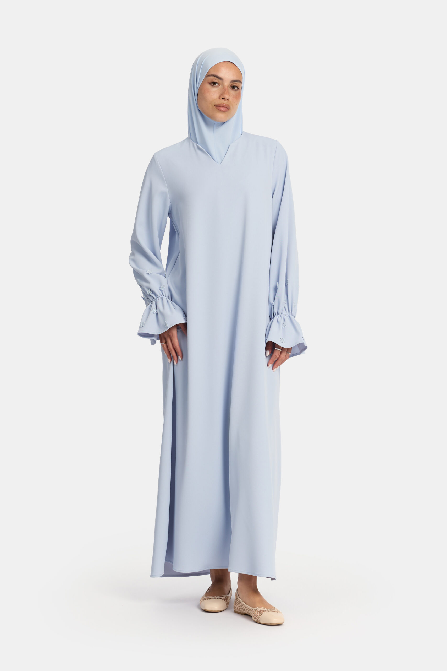 Embroidery abaya Light Blue