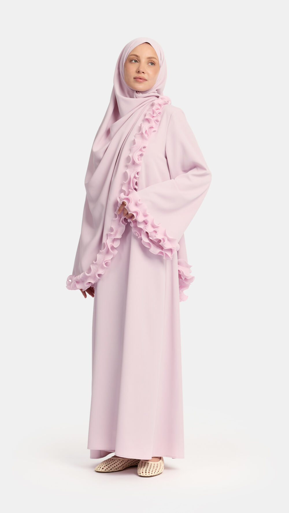 Wrinkle chiffon abaya Lilac - Afbeelding 2