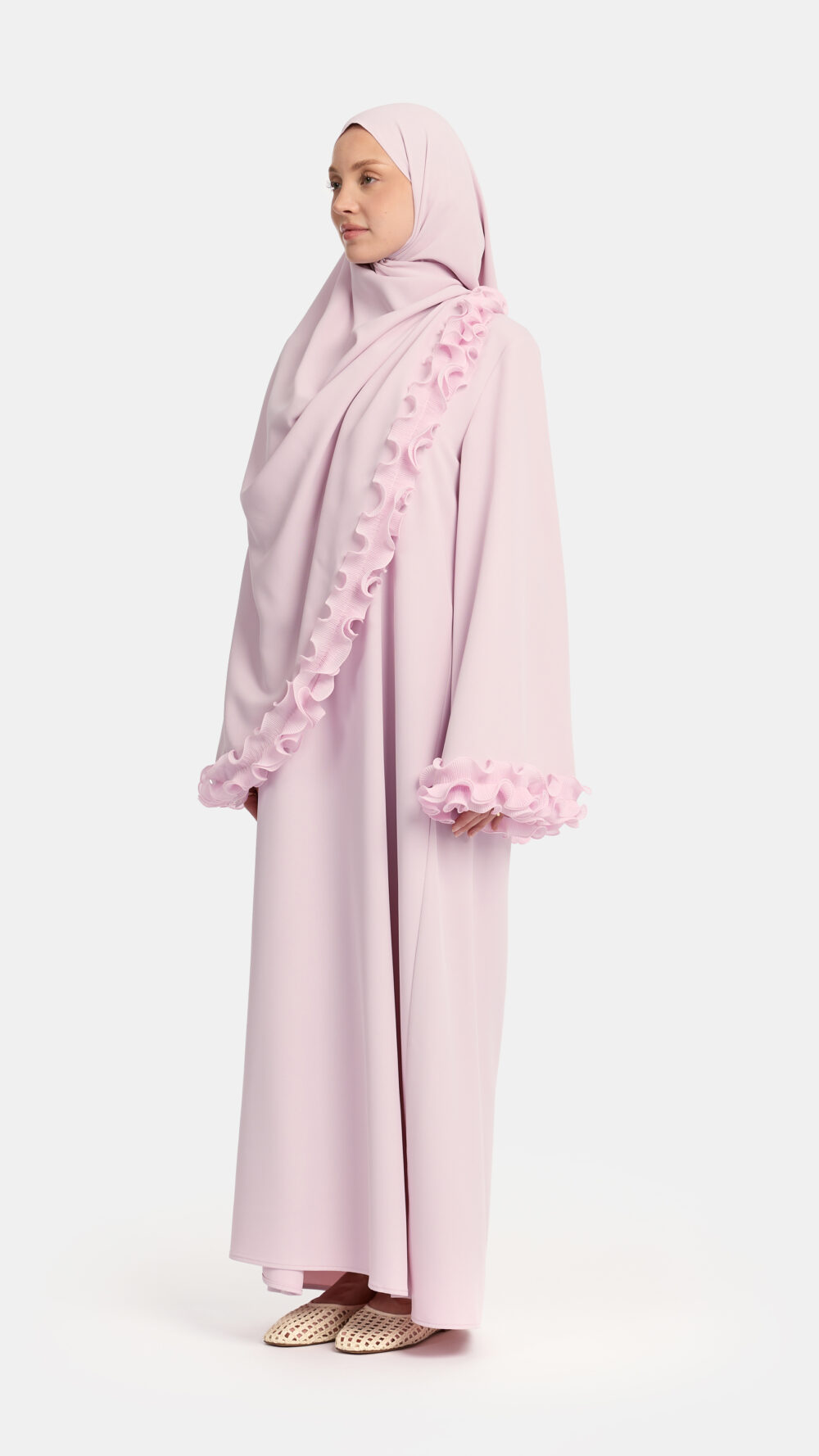 Wrinkle chiffon abaya Lilac