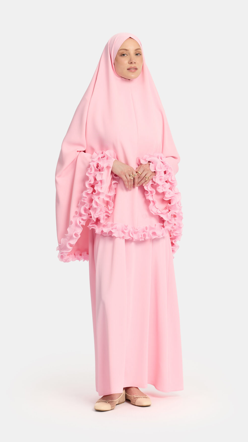 Wrinkle chiffon khimar Dark Pink - Afbeelding 2