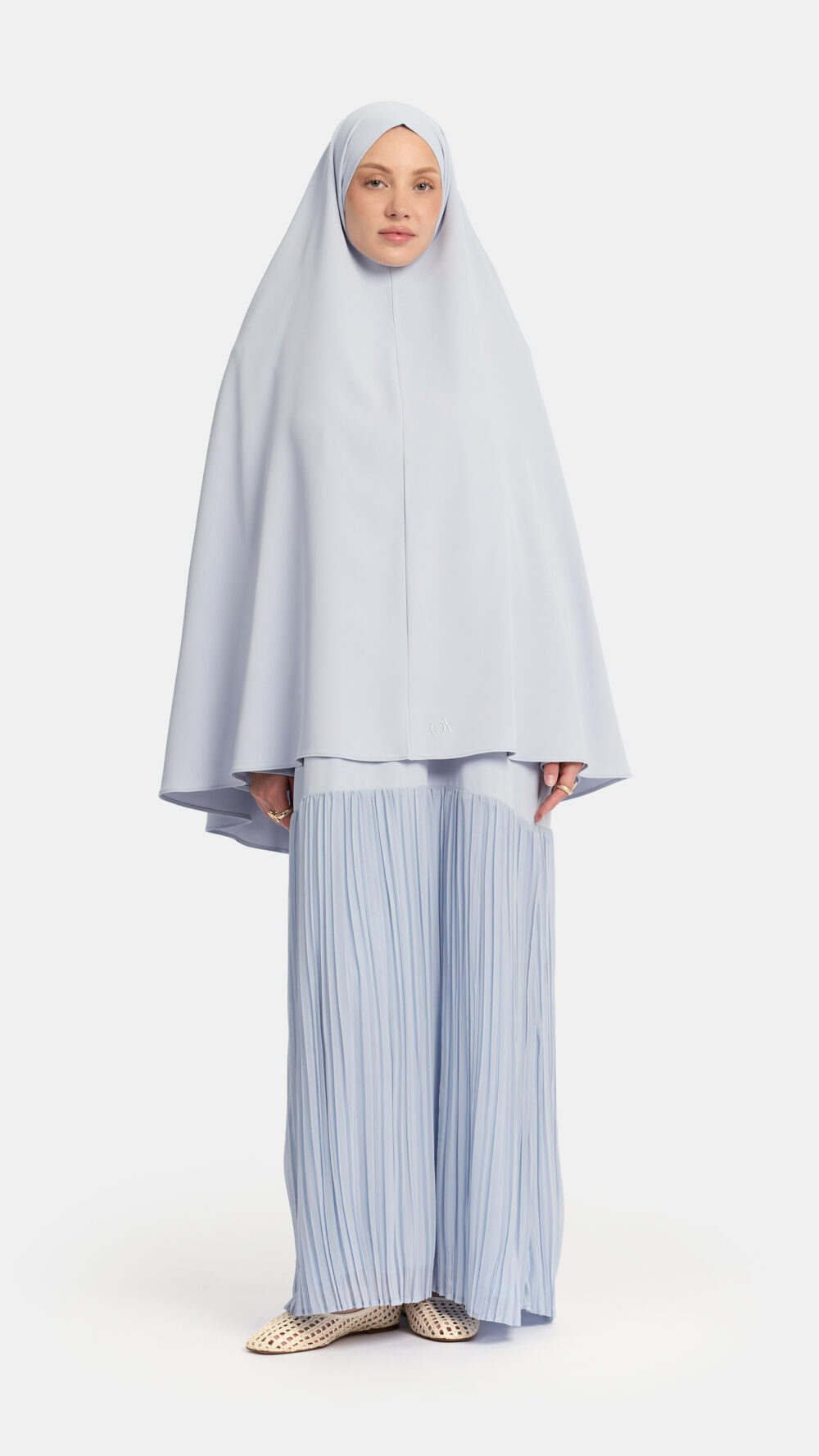 Khimar Soft Blue (Pleated skirt)
