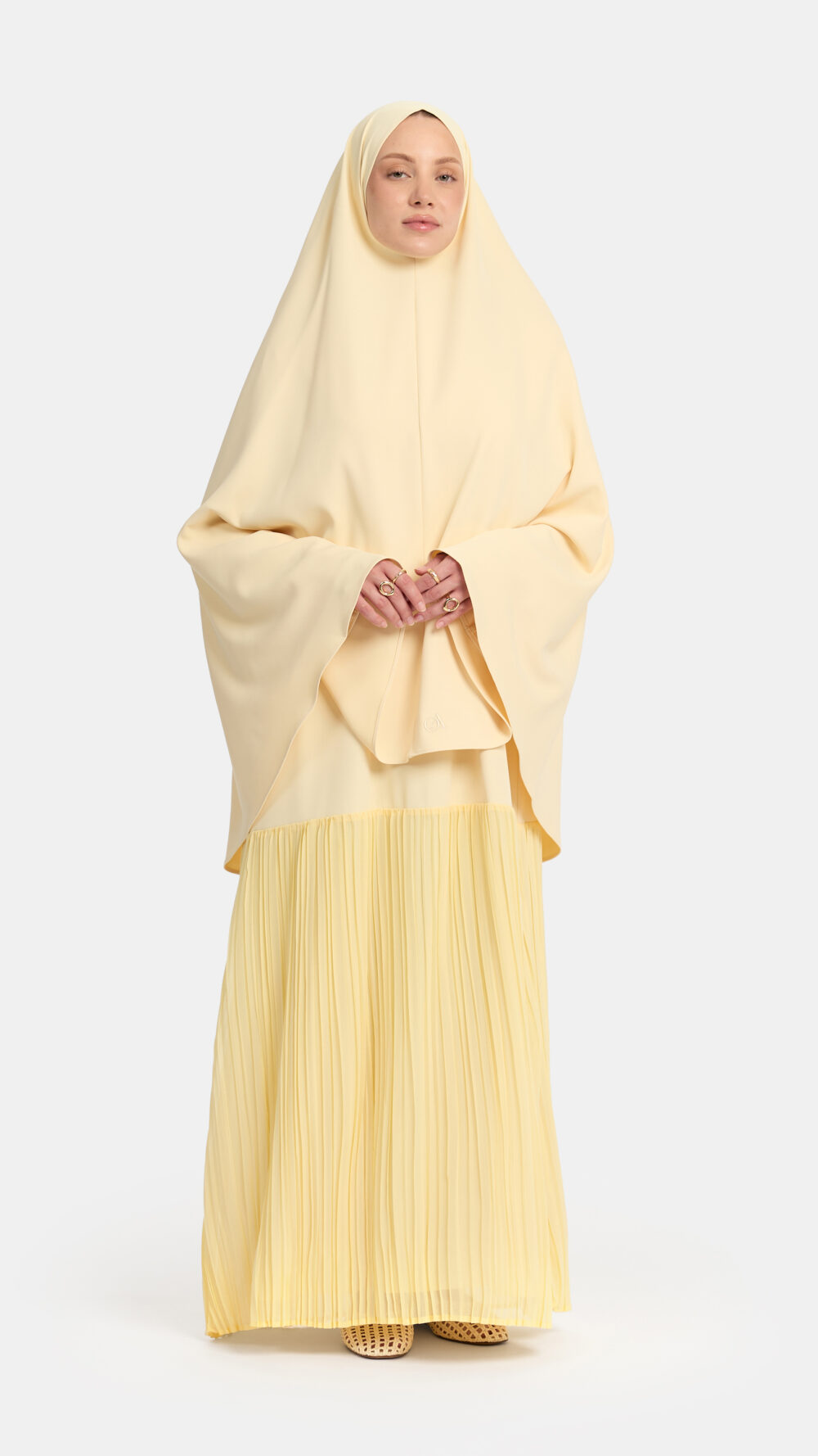 Khimar Pastel Yellow (Pleated skirt) - Afbeelding 2