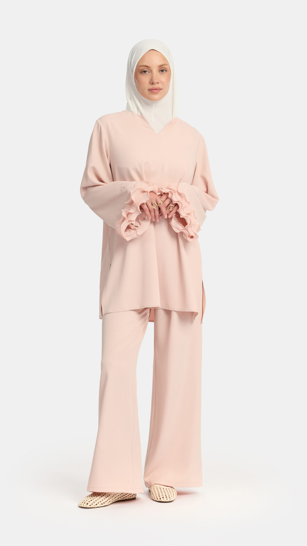 Wrinkle chiffon twinset Baby Blush - Afbeelding 2