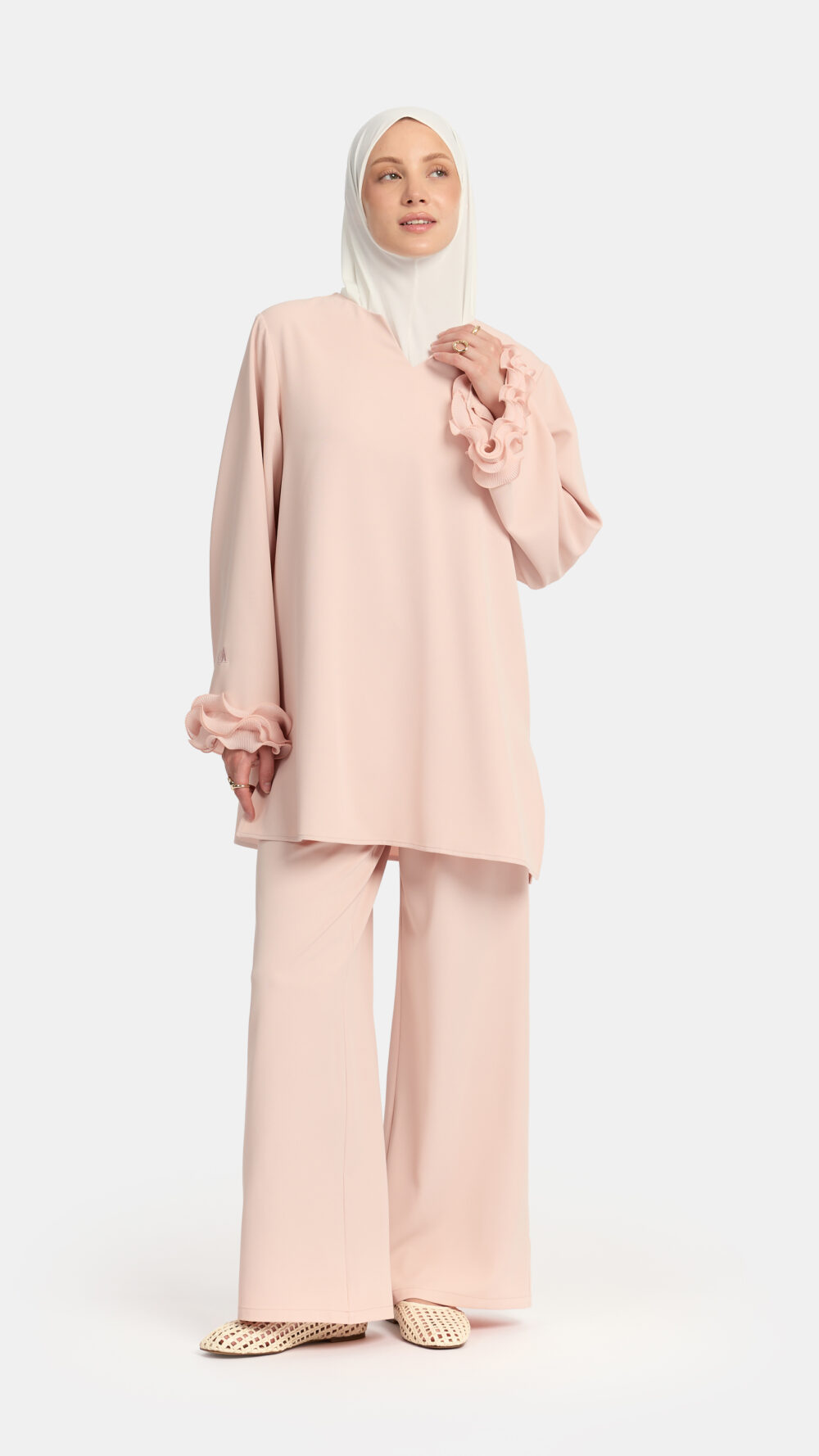 Wrinkle chiffon twinset Baby Blush - Afbeelding 3